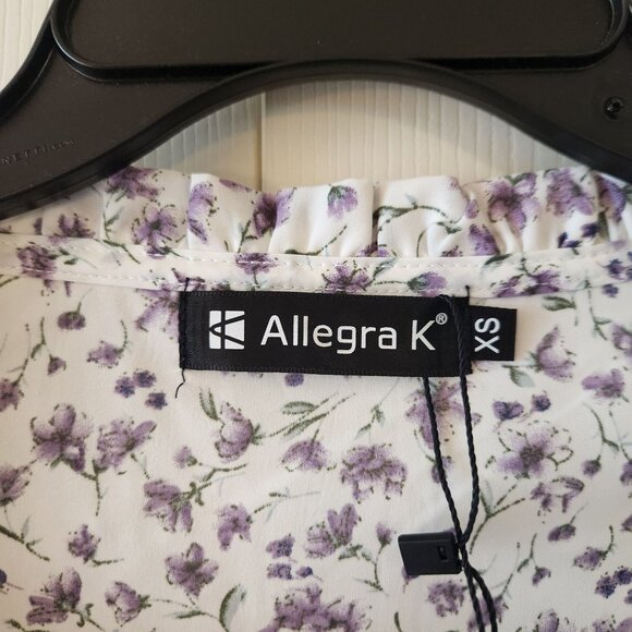 Allegra K Womens Floral Dress Short Sleeve Ruffle Hem Purple Flowers XS NWT - Picture 6 of 16